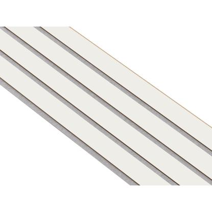 I-Wood Medio+ 4-lamel akustikpanel, hvidmalet, grå filt og lys kerne, folie, 16 x 300 mm