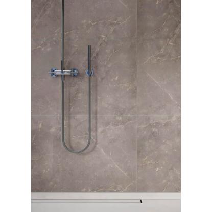 Fibo Stone vådrumspanel med 60 x 60 cm fliselook, 10 x 600 x 2400 mm, brown marble silk
