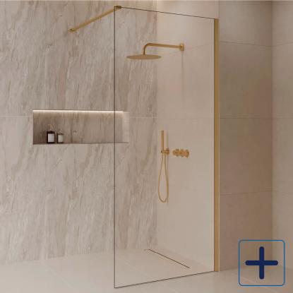 Best Design Dalis brusevæg, mat guld/klart glas