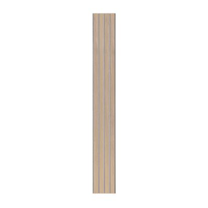 I-Wood Basic 4-lamel akustikpanel, ubehandlet natur, grå filt og sort kerne, egefiner, 17 x 300 mm 