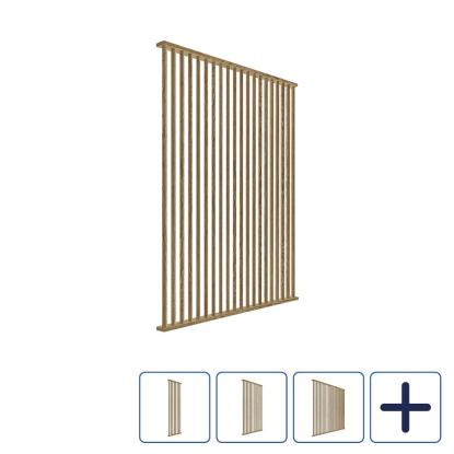 I-Wood DivideWall skråtstillet rumdeler med top- & bundprofil og lameller, mørkebrun olieret, MDF med egefinér