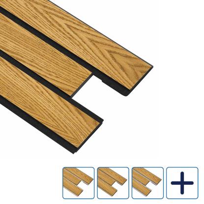 I-Wood Pro+ I-Lock 3-lamel akustikpanel, brun olieret, sort kerne, egefiner, 16 x 300 x 2400 mm