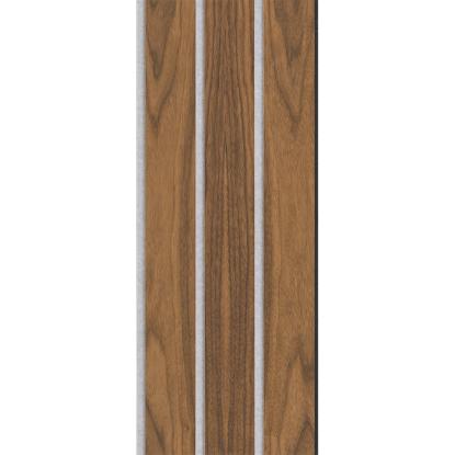 I-Wood Medio+ 3-lamel akustikpanel, klar olieret, grå filt og sort kerne, valnøddefiner, 17 x 300 mm