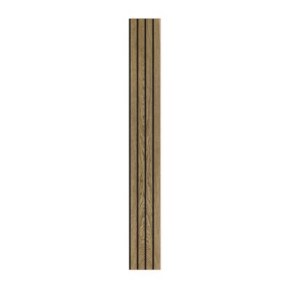 I-Wood Basic 4-lamel akustikpanel, mørkebrun olieret, sort filt og lys kerne, egefiner, 16 x 300 mm 