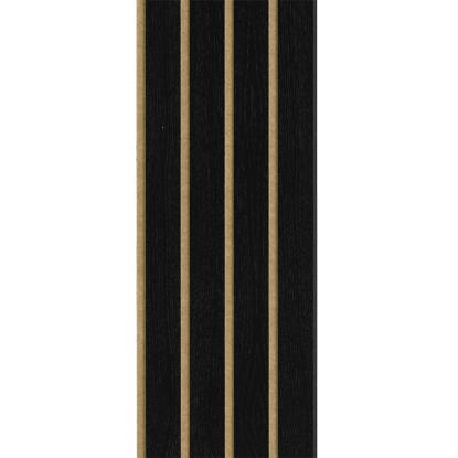 I-Wood Medio+ 4-lamel akustikpanel, sortmalet, brun filt og sort kerne, egefiner, 17 x 300 mm