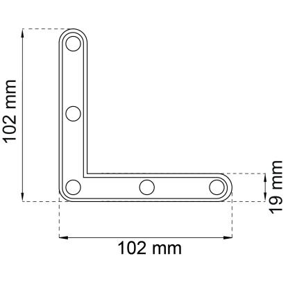 Habo hjørnejern 1154, elgalvaniseret, 102 x 102 mm - 4 stk.