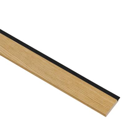 I-Wood afslutningsliste til 4-lamel akustikpanel, klar olieret, sort filt og lys kerne, egefiner, 16 x 67 mm