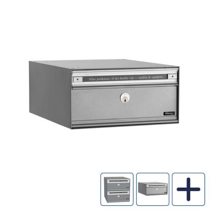 Allux PC1 systempostkasse uden lås med stållåge, alugrå