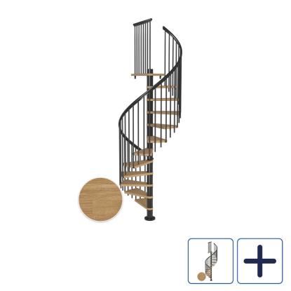 DOLLE Montreal CLASSIC 4 spindeltrappe, Ø120 cm, antracit/olieret eg