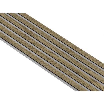 I-Wood Medio+ Original akustikpanel, mørkebrun olieret, grå filt og sort kerne, egefiner, 17 x 300 mm
