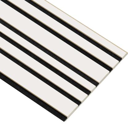I-Wood Medio+ Mixed akustikpanel, hvidmalet, sort filt og lys kerne, folie, 16 x 300 mm