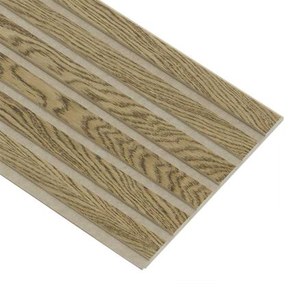 I-Wood Medio+ Original akustikpanel, mørkebrun olieret, beige filt og lys kerne, egefiner, 16 x 300 mm