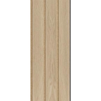 I-Wood Basic 3-lamel akustikpanel, hvid olieret, brun filt og sort kerne, egefiner, 17 x 300 mm 