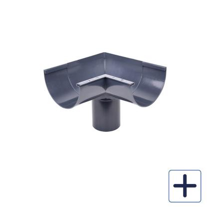 Plastmo indvendig gering med tud, PVC, grafit, 90°