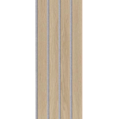 I-Wood Basic 4-lamel akustikpanel, hvid olieret, grå filt og lys kerne, egefiner, 16 x 300 mm 