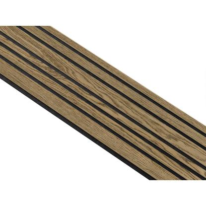 I-Wood Medio+ Mixed akustikpanel, mørkebrun olieret, sort filt og lys kerne, egefiner, 16 x 300 mm