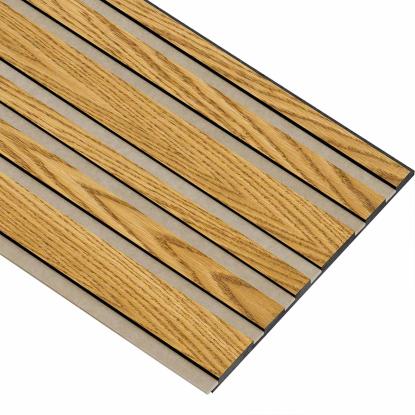 I-Wood Medio+ Mixed akustikpanel, brun olieret, beige filt og sort kerne, egefiner, 17 x 300 mm