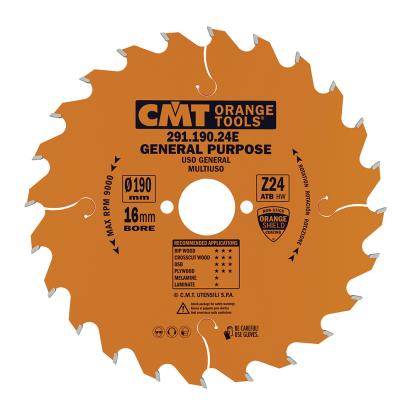 CMT rundsavsklinge til træ, Z24 W, Ø190 x 2,6 x 16 mm