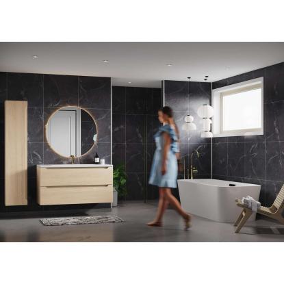 Fibo Stone vådrumspanel med 60 x 60 cm fliselook, 10 x 600 x 2400 mm, black marble silk