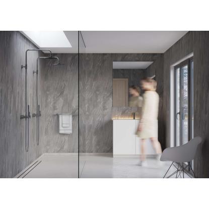 Fibo Stone vådrumspanel med 60 x 240 cm fliselook, 10 x 600 x 2400 mm, grey stone extreme matt