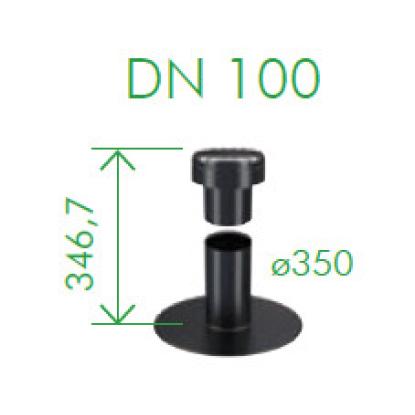 Tacodan 1-delt tag- og udsugningsventilation til flade tag, kan forlænges ubegrænset, plast, sort, Ø110 mm (DN100 mm)