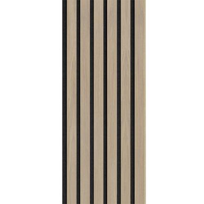 I-Wood Medio+ Original akustikpanel, hvid olieret, sort filt og lys kerne, egefiner, 16 x 300 mm