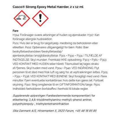 Casco Strong Epoxy Metal, resin + hærder komponent - 2 x 12 ml