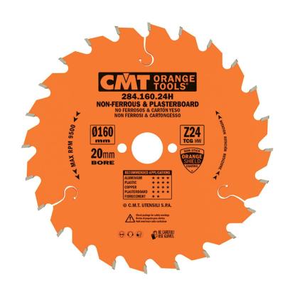 CMT rundsavsklinge til aluminium og plastik, Z24 TF, Ø160 x 2,2 x 20 mm