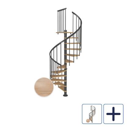 DOLLE Montreal CLASSIC 3 spindeltrappe, Ø140 cm, antracit/egetræsfiner 