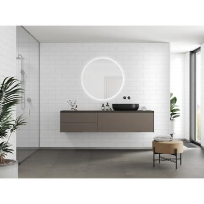 Fibo Colour vådrumspanel med brick wall fliselook, 10 x 600 x 2400 mm, white silk