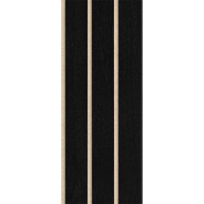 I-Wood Medio+ 3-lamel akustikpanel, sortmalet, beige filt og sort kerne, egefiner, 17 x 300 mm