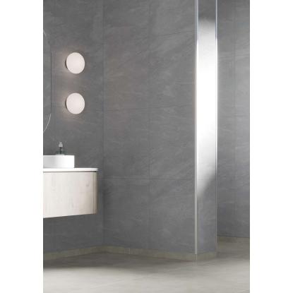 Fibo Stone vådrumspanel med 60 x 60 cm fliselook, 10 x 600 x 2400 mm, grey slate extra matt