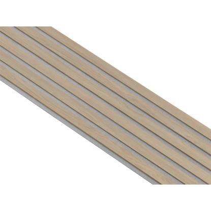 I-Wood Medio+ Original akustikpanel, hvid olieret, grå filt og lys kerne, egefiner, 16 x 300 mm