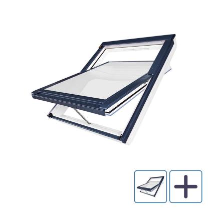 FAKRO GREENVIEW FTW-V U4E AWZX elektrisk ovenlysvindue med vippefunktion, hvidmalet træ, 3-lags glas