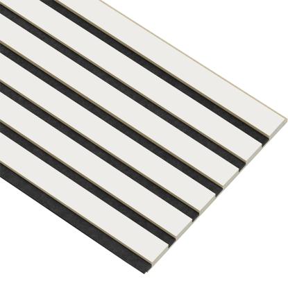 I-Wood Medio+ Original akustikpanel, hvidmalet, sort filt og lys kerne, folie, 16 x 300 mm