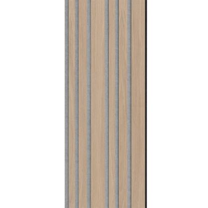 I-Wood Basic Mixed akustikpanel, ubehandlet natur, grå filt og sort kerne, egefiner, 17 x 300 mm 