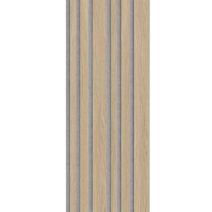 I-Wood Basic Mixed akustikpanel, hvid olieret, grå filt og lys kerne, egefiner, 16 x 300 mm 