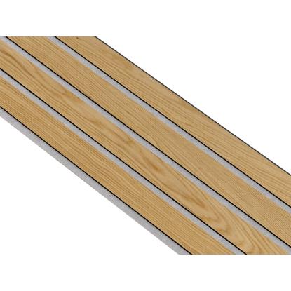 I-Wood Basic 4-lamel akustikpanel, klar olieret, grå filt og sort kerne, egefiner, 17 x 300 mm 