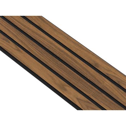 I-Wood Basic 4-lamel akustikpanel, klar olieret, sort filt og sort kerne, valnøddefiner, 17 x 300 mm 