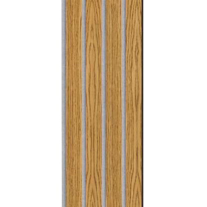 I-Wood Basic 4-lamel akustikpanel, brun olieret, grå filt og sort kerne, egefiner, 17 x 300 mm 