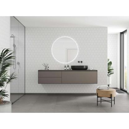 Fibo Colour vådrumspanel med hexagon fliselook, 10 x 600 x 2400 mm, white silk