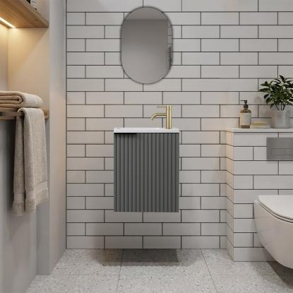 Nortiq Verona One-Box badmøbel med vask og spejl, mat grå, 40 cm