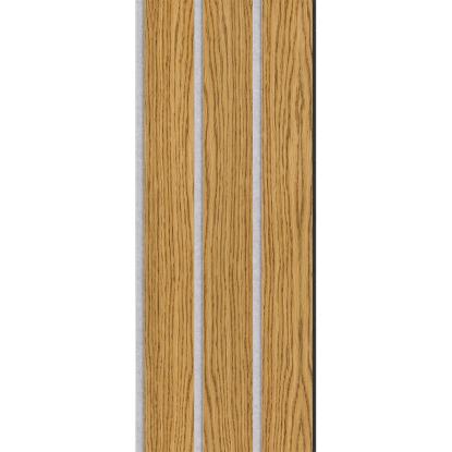 I-Wood Medio+ 3-lamel akustikpanel, brun olieret, grå filt og sort kerne, egefiner, 17 x 300 mm