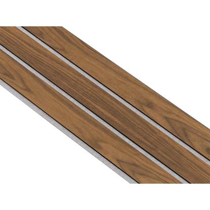 I-Wood Basic 3-lamel akustikpanel, klar olieret, grå filt og sort kerne, valnøddefiner, 17 x 300 mm 