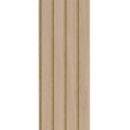I-Wood Basic 4-lamel akustikpanel, ubehandlet natur, brun filt og lys kerne, egefiner, 16 x 300 mm 