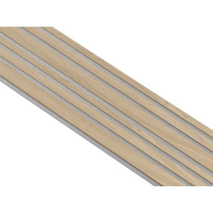 I-Wood Medio+ Mixed akustikpanel, hvid olieret, grå filt og lys kerne, egefiner, 16 x 300 mm