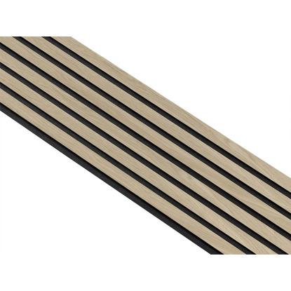 I-Wood Medio+ Original akustikpanel, ubehandlet natur, sort filt og sort kerne, egefiner, 17 x 300 mm