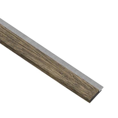 I-Wood afslutningsliste til akustikpanel, sort olieret, grå filt og sort kerne, egefiner, 17 x 42 mm