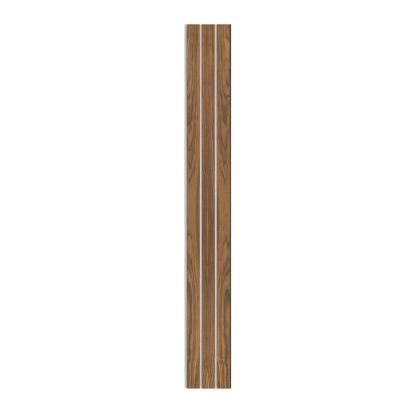 I-Wood Medio+ 3-lamel akustikpanel, klar olieret, grå filt og sort kerne, valnøddefiner, 17 x 300 mm