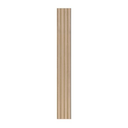 I-Wood Medio+ 4-lamel akustikpanel, ubehandlet natur, brun filt og sort kerne, egefiner, 17 x 300 mm
